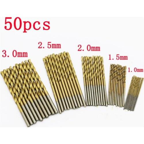 50Pc Twist Drill Bit Set HSS High Speed Steel Titanium Coated Drill Woodworking Wood Tool 1/1.5/2/2.5/3mm For Metal