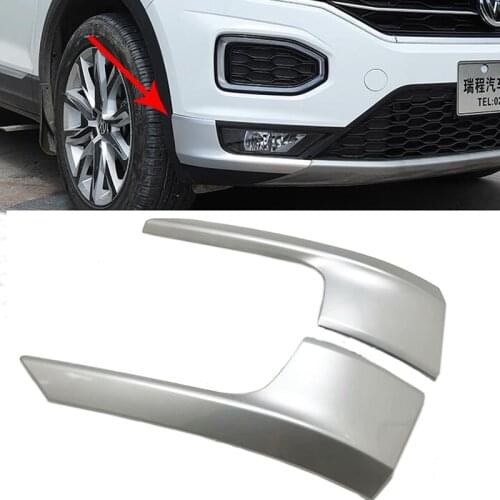 Car-Styling ABS Matte Front Side Bumper Protector Guard Cover Trim 2pcs For VW Volkswagen T-ROC TROC T ROC 2017 2018 Accessories