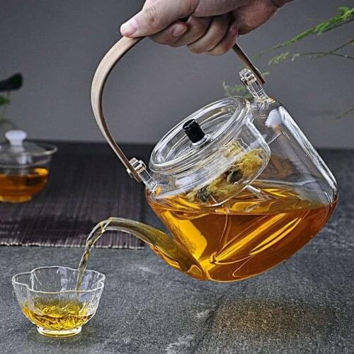 Bamboo Handle Handle Pot High Borosilicate Glass Teapot Holder Filter Tea Maker