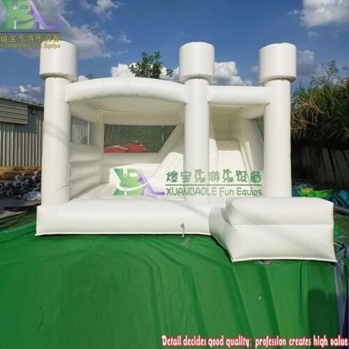 White Jump Castle Wedding Bounce House Inflatable Combo With Slide