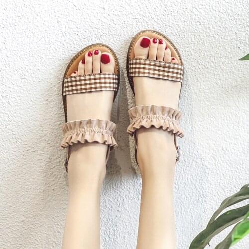 Sandals Womens Fairy Style Flat Students All-match Korean Version Women Sandals Hing Heel High Heels Sandals Women