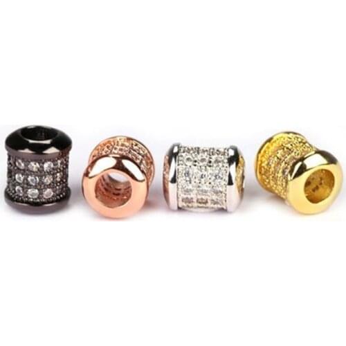 Drum barrel tube space beads Micro Pave Beads CZ Bead Clear Cubic Zircon beads Unisex Bracelet Charm Hand Chain