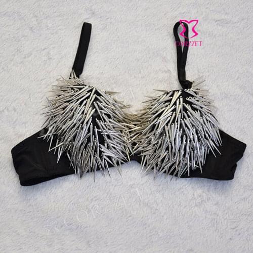 Sexy Studded Spike Underwire Bra Punk Corsage Fashion Women Rivet Brassiere Exotic Underwear