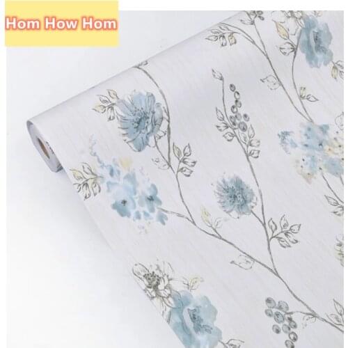 Home Blue Floral Peel and Stick Wallpaper Self-Adhesive Wallpaper Modern Floral Waterproof Removable Contact Paper