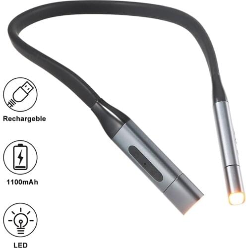 Flexible Hanging Neck Light Reading Light Rechargeable 3 Colors 8 LED Book Light for Reading Knitting Camping Repairing Running