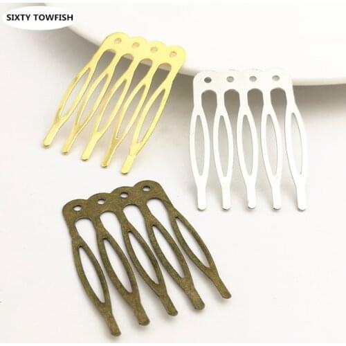 10 pieces/lot 39x27mm Metal Gold color/White K/Antique bronze Hair Combs Fashion Hairwear DIY Hair Jewelry Accessory Findings