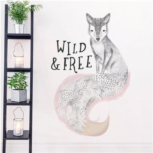 Pencil Sketching Fox Wall Sticker Home Decoration For Living Room Background Decal Pvc Plane Animal Mural Window Diy Poster