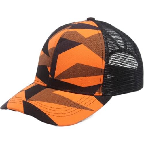 Big Head 60cm Mens Printed Geometric Baseball Cap High Ponytail Mesh Trucker Hat for Women Summer Cool Green Orange Blue