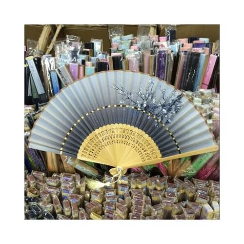 Chinese fan child fan two ancient fan child folding fan retro Chinese style gift classical small silk fan