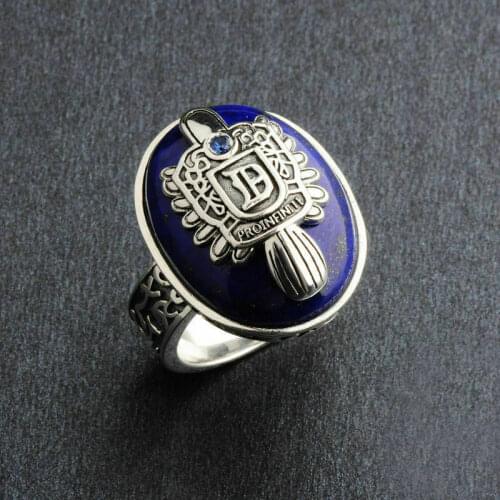 Vampire Diaries Damon Salvatore Lapis Lazuli 925 Sterling Silver Customized Ring For Men Rings Birthday Gifts For Boyfriend