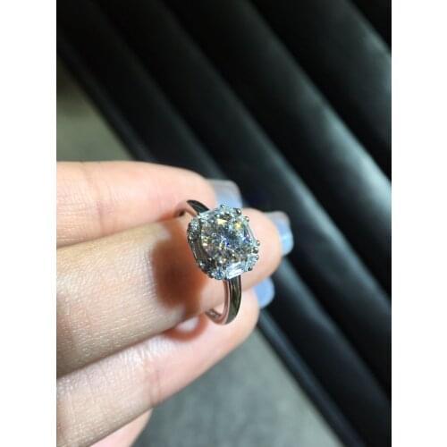 Inbeaut 925 Silver 1 ct Excellent Cut D Color Pass Diamond Test Cushion Shaped Moissanite Ring Women New Arrival Party Jewelry