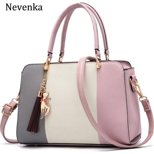 Nevenka Leather Handbag Women Luxury Handbags Top Handle Shoulder Bag for Girls Leather Corssbody Bag with Tassel Travelling Bag