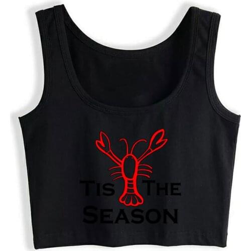 Crop Top Female Crawfish Season Louisiana Mississippi Mudbugs Sexy Harajuku Cotton Tops Women