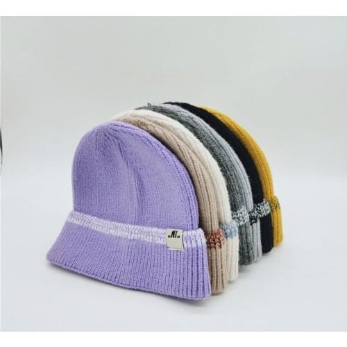 Fashion Plain Short Knitted Winter Hat for Women Embroidery Mens Knitted Hat Cap Hiphop Warm Skullies Beanie