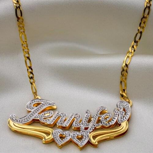 VishowCo Fashion hip-hop Style Custom Name Necklace Personalized Golden Nameplate Necklace Jewelry For Women Gift