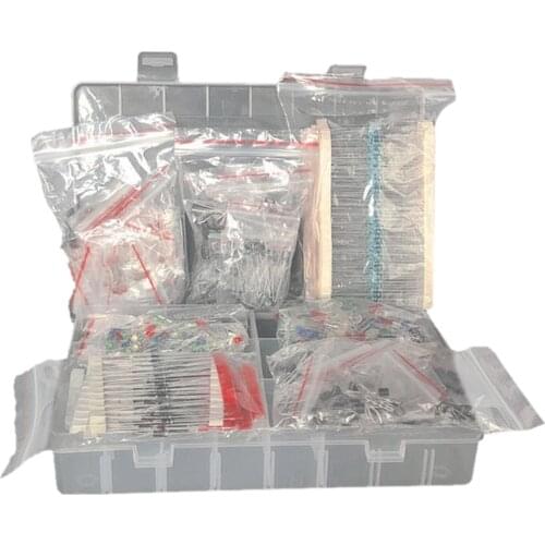 7 Values Metal Film Resistor Kit Assortment,LED Capacitor Transistor Pack for DIY Electronic
