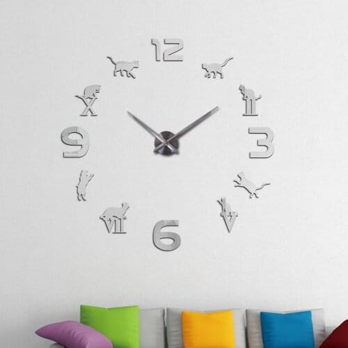 Wall clock watch clocks 3d diy acrylic mirror stickers Living Room Quartz Needle Europe horloge free shipping