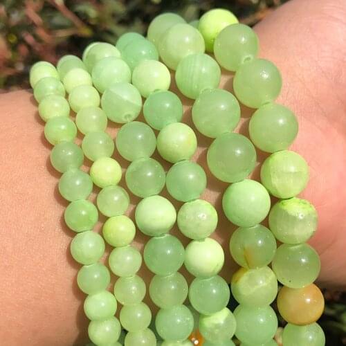 Natural Stone Flower Green Jades Beads Round Loose Beads For Jewelry Making DIY Bracelets Necklace 15'Strand 4/6/8/10/12mm