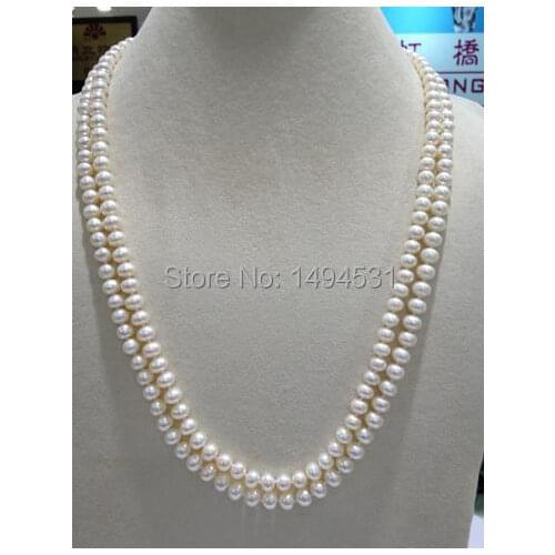 Nobility Womens Mothers Fine Cultured Pearl White 6-7mm Long Freshwater Real Pearls Necklace