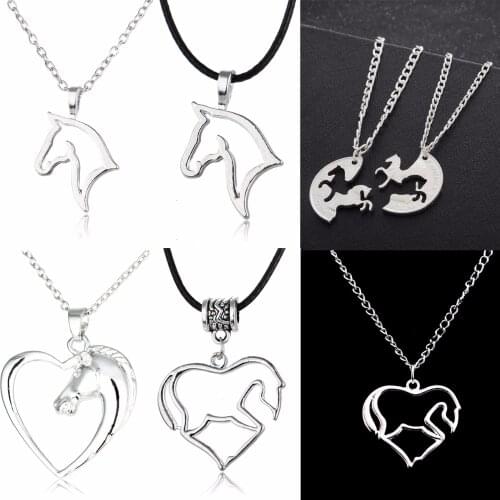 Animals Horse Head Charm Pendant Necklace Leather Rope Chain Necklaces Women Lovers Couples Best Friends BFF Party Gifts Jewelry