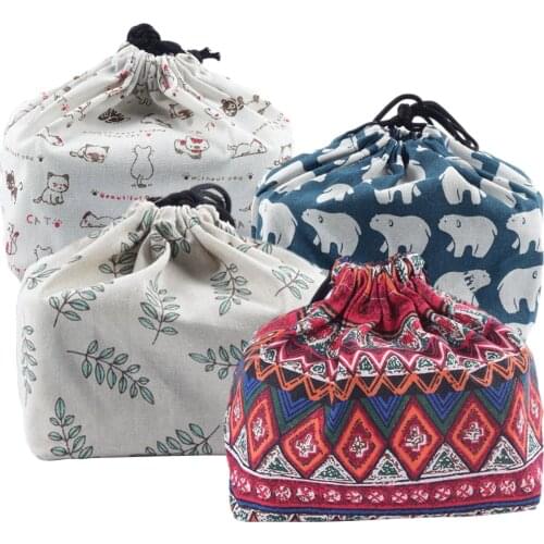 Portable Lunch Tote Bag Japanese Drawstring Bento Storage Bag right