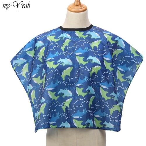 Pro Salon Dolphin Kids Hairdressing Gown Bib Waterproof Barber Cover Haircutting Hair Cape Wrap Apron Cloth Hairstyling Tools