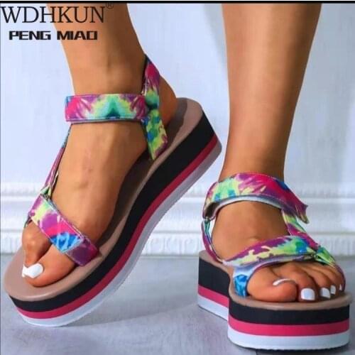 Summer Platform Heel Women Sandals Nylon Hook&Loop Open Toe Casual Fashion Leisure Female Beach Ladies Shoes Zapatos De Mujer