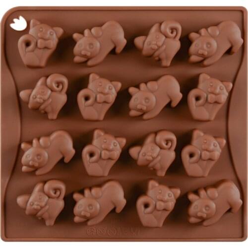 Silicone 16 Holes Cat Shape Chocolate Cake Mold Tool For Baking Jelly Pudding Dessert Mousse Handmade Soap Frozen Ice