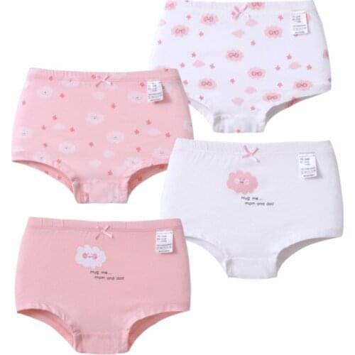 4Pcs/Lot Girls Panties Cartoon Briefs Modal Pink Printing Kids Panties Soft Underpants Cute Florals Cutton Boxers Kids Underwear