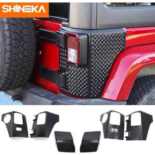 SHINEKA Car Front Wheel Eyebrow Wrap Angle Rear Taillight Tail Light Lamp Guard Exterior Accessories for Jeep Wrangler 2007-2017