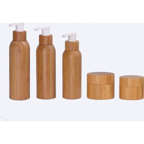 Biodegradable shampoo bottle bamboo Screw Cap/Spray/Pump Lotion Hotel Bamboo atomization Bottles 4 oz bamboo cosmetic CONTAINERS