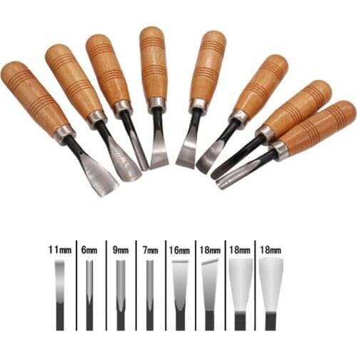 High Quality 8Pcs/set Dry hand Wood Carving Tools Chip Detail Chisel set Knives tool