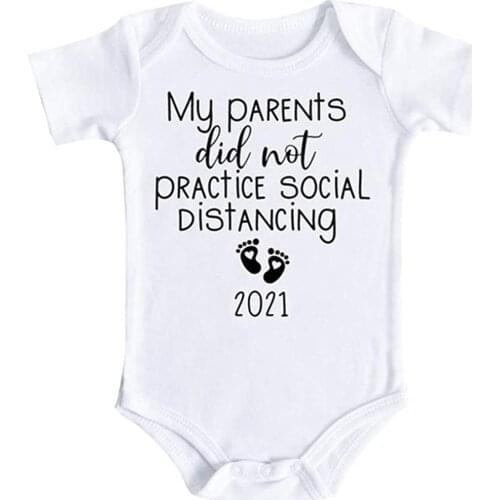 Newborn Baby Funny Social Distancing Quarantine Onesie Pregnancy Announcement Bodysuit Baby Boys' Bodysuits Baby Girls' Bodysuit
