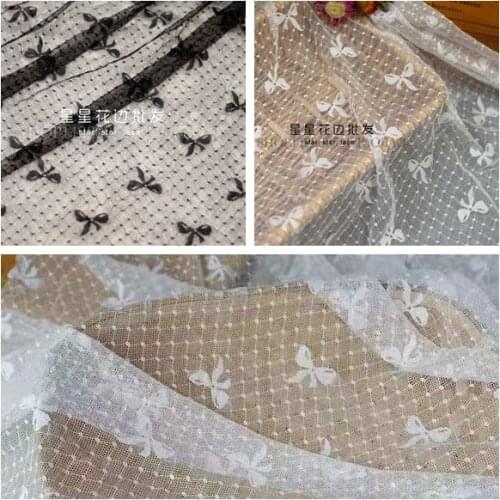 Jaquard Bowknot Stretch Lace Mesh Fabric For Girls' Tulle Dress Wedding Garment Sewing Decorative Underwear Curtains Net Fabric