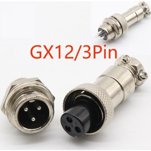 1pcs GX12 3 Pin Male & Female 12mm Wire Panel Connector Aviation Plug L89 GX12 Circular Connector Socket Plug Free Shipping