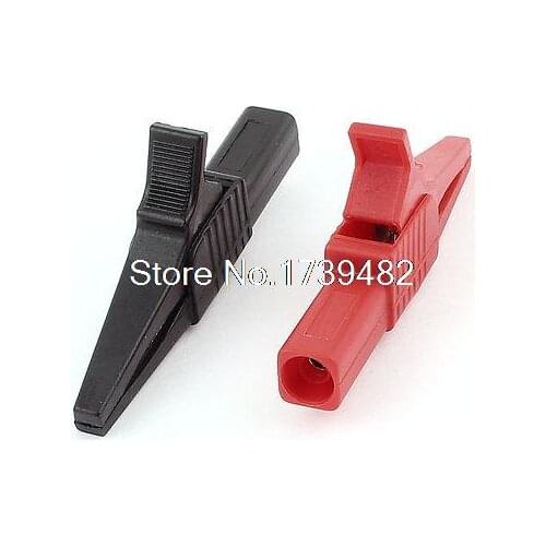 2pcs Red Black Insulated Test Alligator Clip to 4mm Socket Jack Terminals