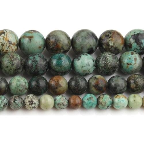 4/6/8/10/12mm Natural Africa Turquoises Stone Beads Round Loose beads For Diy Bracelet Accessories Jewellery Making 15''/Strand