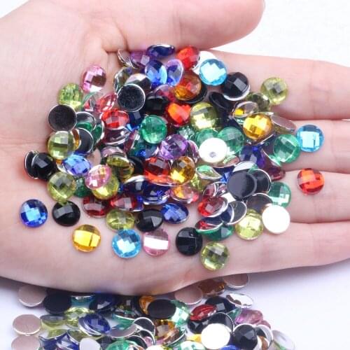 Acrylic Rhinestones Round Earth Facets 8mm 2000pcs Many Colors Flatback Glue On Beads DIY Phone Cases Nails Art Supplies