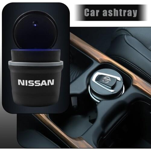 Car LED Ashtray Garbage Coin Storage Cup Container Cigar Ash Tray For Nissan X-Trail T32 Qashqai J11 Murano Z52 Navara NP300