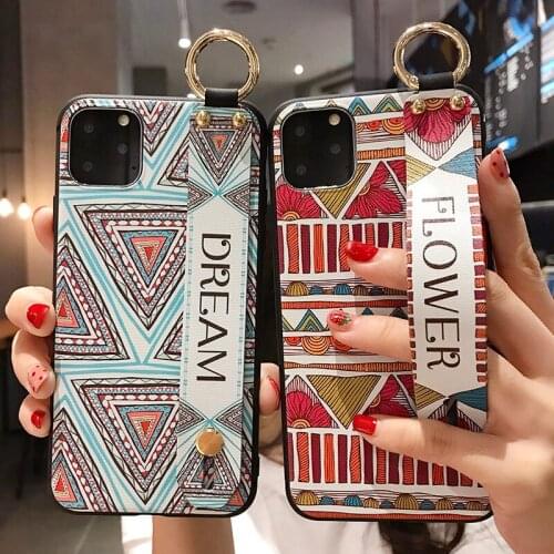 Phone Case For iPhone 7 Case For iPhone 11 Pro Max X XS Max XR 6 6S 7 8 Plus Soft TPU Wrist Strap Phone Holder Case Cover