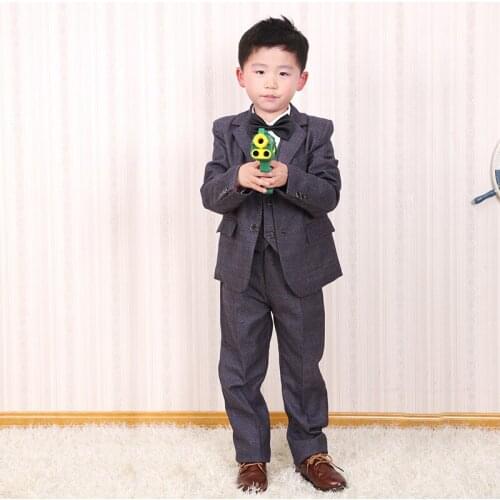 Kids Formal Suit Boys Wedding Costume England Style Boys Formal Vest Pants Blazer Suit 3PCS Children Clothing Set Party Wear F86