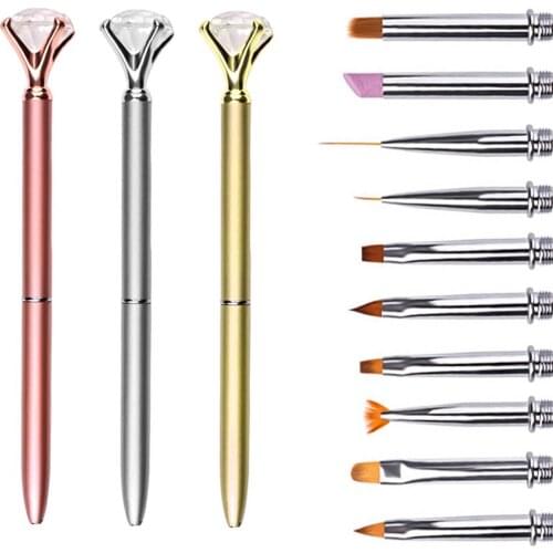 Nail Design Brushes Gel Nail Polish Brush French Tips Brush Metal Handle Replaceable Painting Liner Pen Acrylic Nails Art Brush