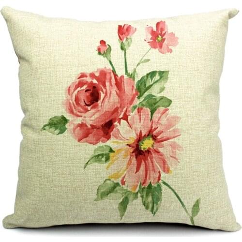 Hot Sale Pillow Covers Elegant Flower Pastoral Pattern New Fashion Style45X45CM Linen Pillow Cover\Home Decorative Linen Cushion