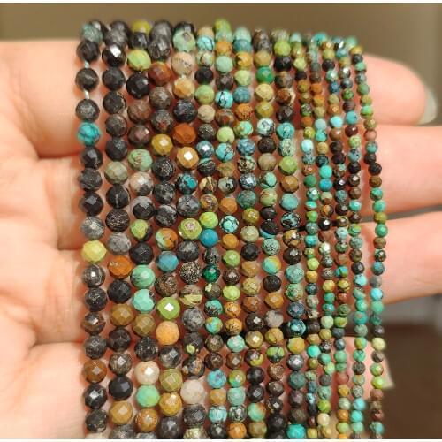 Wholesale Faceted 2/3/4mm Natural Stone Beads African Turquoises Gem Beads For Jewelry Making Beadwork DIY Bracelet necklace