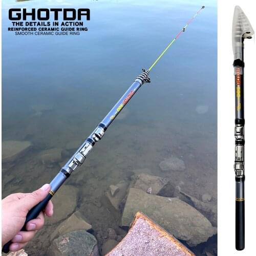 GHOTDA Carbon Rock Fishing Rod 1.5-3.0m Carp Rod Telescopic Sea Fishing Rod Telescopic Spinning Rod Ultralight Hard