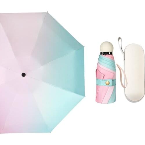 Pocket Mini Umbrella Rain Women Windproof Multicoloured Folding Umbrella Automatic Female UV Protection Parasol Umbrella capsule