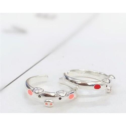 Korean Cute Fashion Polish Pig Ring for Women Girls Lovely Open Adjustable Geometric Zodiac Animal Ring Statement Jewelry Gifts