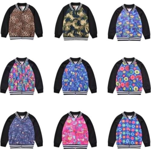 2020 Children Spring Autumn printing Splicing Jacket Boys Girl Fashion Leisure Cartoon Long Sleeve Coat Kids Top Clothes1-6 Y
