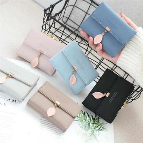 Fashionable And Practical Coin Purse Square womens Leather Short Wallet Buckle Solid Color Card Holder Billeteras Mujer