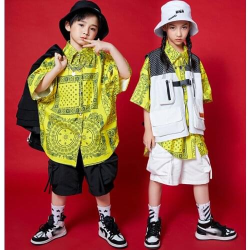 2021 New Hip Hop Clothes For Kids Girls Tide Hip Hop Suit Boys Street Wear Jazz Dancing Performance Outfits Stage Costume BL6720